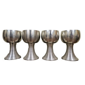 4 Vintage Royal Selangor Pewter Wine Water Goblet Cups 5”